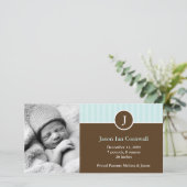 Munt Monogram en Strepen Geboorteaankondigingen Aankondiging (Staand voorkant)