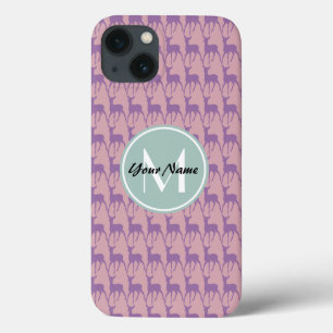 Munt Monogram Lila en Roze Deer Personaliseert N1 Case-Mate iPhone Case