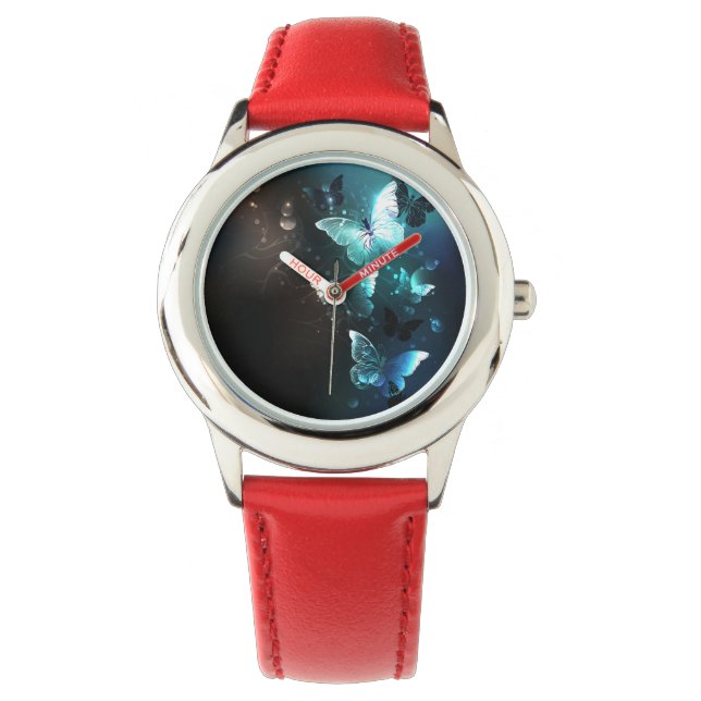 Munt Nacht Vlinders Horloge (Voorkant)
