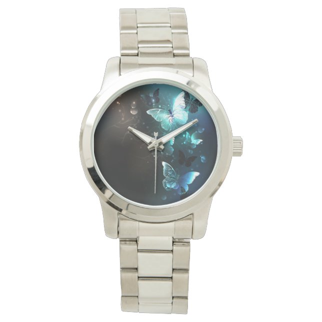 Munt Nacht Vlinders Horloge (Voorkant)