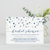 Munt & Navy Confetti Stippen Bridal Shower Kaart (Staand voorkant)