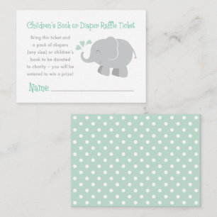 Munt Olifant Boek of Luier Raffle Baby Shower Informatiekaartje