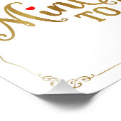 Munt om te worden, huwelijksgunst, trouwbord, goud foto afdruk (Hoek)