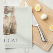 Munt Paars Bruine Koele Kat Bril Theedoek (Quarter Fold)