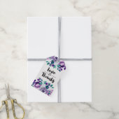 Munt & Paarse Bloemen Bruiloft Liefde & Bedankt Cadeaulabel (Met Touw)