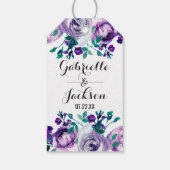 Munt & Paarse Bloemen Bruiloft Liefde & Bedankt Cadeaulabel (Achterkant)