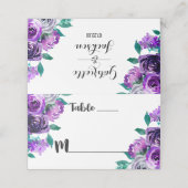 Munt & Paarse Bloemen Tafelnummer Zitplaatsnaam Plaatskaartje (Buitenkant ongevouwen)