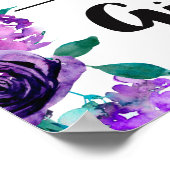 Munt & Paarse Floral Wedding Cards & Gifts Poster (Hoek)