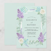 Munt Paarse Hydrangea Eucalyptus Bruiloft Kaart (Voorkant / Achterkant)