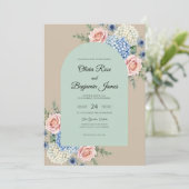 Munt Paarse Hydrangea Zachte Eucalyptus Bruiloft Kaart (Staand voorkant)