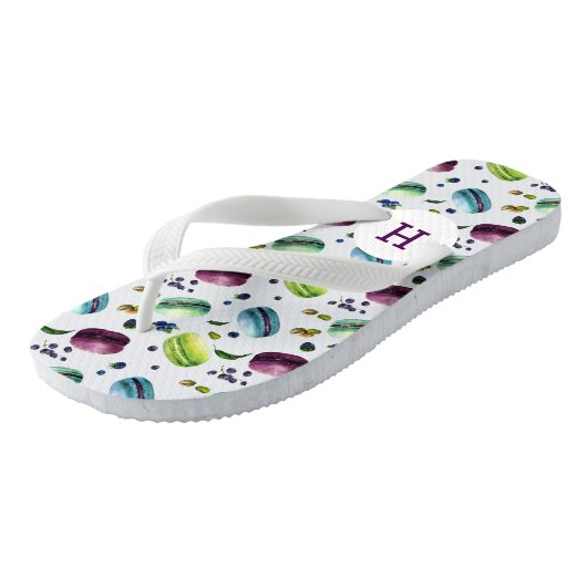 Munt & Paarse Macaroons & het Patroon van de Berge Teenslippers (Schuin)