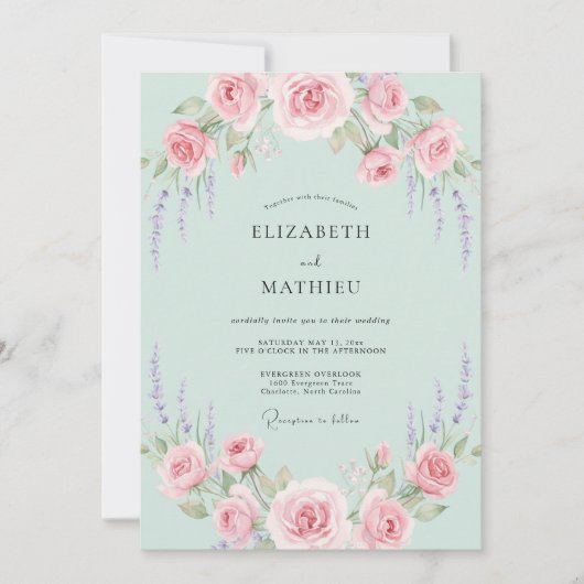 Munt Paarse Roze Bruiloft Kaart (Voorkant)