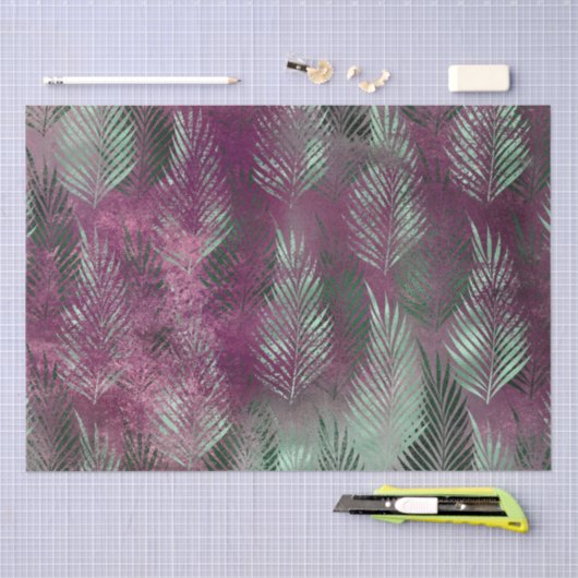 Munt Paarse tropische bladeren Abstract Tissuepapier (Craft)