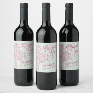 Munt Palm Spring Pastelkleurige Strand Bruids Brui Wijn Etiket