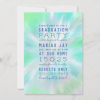 Munt Pastel Tie Dye Typografie Afstudeerfeest