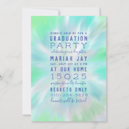Munt Pastel Tie Dye Typografie Afstudeerfeest Kaart