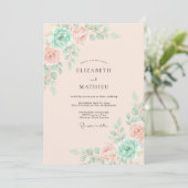 Munt Peachy Hemelse Lente Bruiloft Kaart (Staand voorkant)