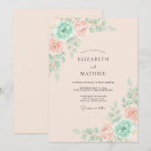 Munt Peachy Hemelse Lente Bruiloft Kaart (Voorkant / Achterkant)