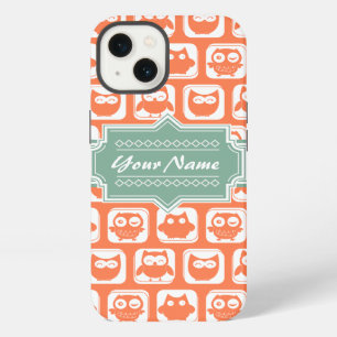 Munt Persoonlijke Naam Oranje Uilen iPhone 13 Hoesje