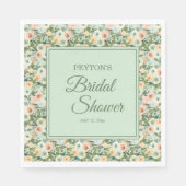 Munt Perzik Aquarel Bloem Bruidsdiner Servet (Voorkant)