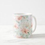Munt Perzik Orchidee Bloemen Koffiemok (Voorkant rechts)