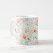 Munt Perzik Orchidee Bloemen Koffiemok (Voorkant links)