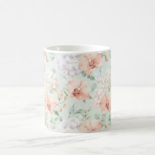 Munt Perzik Orchidee Bloemen Koffiemok