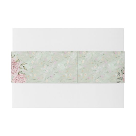 munt pioen bruiloft uitnodigingen wikkel (Achterkant Voorbeeld)