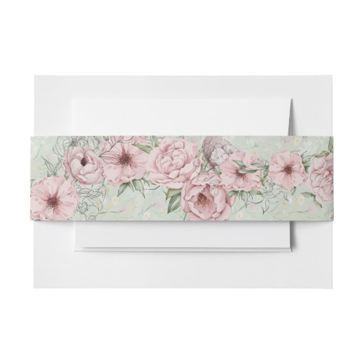  munt pioen bruiloft uitnodigingen wikkel (Voorkant Voorbeeld)