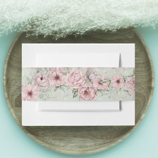  munt pioen bruiloft uitnodigingen wikkel