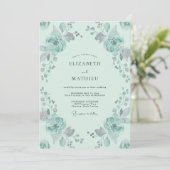 Munt Ranunculus Eucalyptus Bruiloft Kaart (Staand voorkant)