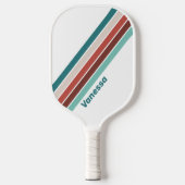 Munt Regenboog Gestreept met Naam Pickleball Paddle (Voorkant)