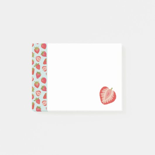Munt & Rode Zomer Aardbei Patroon Post-it® Notes (Voorkant)