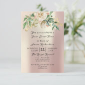 Munt Roos Champaigne Goud Bloemenaquarel Parel Kaart (Staand voorkant)