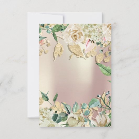 Munt Roos Champaigne Goud Bloemenaquarel Parel Kaart (Achterkant)