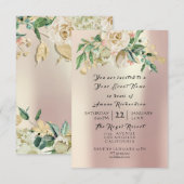 Munt Roos Champaigne Goud Bloemige Waterverf Parel Kaart (Voorkant / Achterkant)