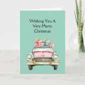 Munt Roze Auto Kerst Geschenken Kaart (Voorkant)
