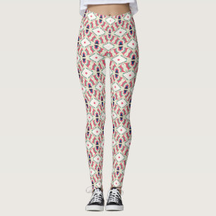 Munt Roze Botanisch Rasterpatroon Leggings