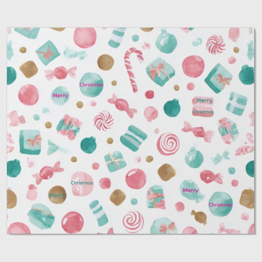Munt & Roze CANDY Kerstpapier Cadeaupapier (Vlak)