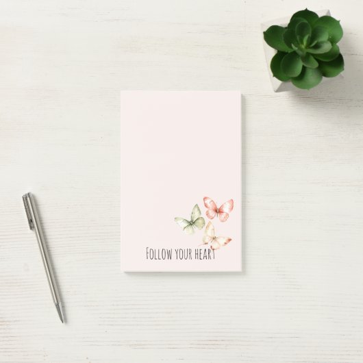 Munt Roze Crème Vlinders Post-it® Notes (Kantoor)