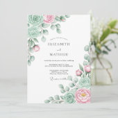 Munt Roze Etherische Trouwbloemen Kaart (Staand voorkant)
