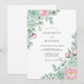 Munt Roze Etherische Trouwbloemen Kaart (Voorkant / Achterkant)