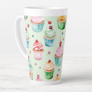 Munt Roze Perzik Cupcakes Verjaardag Latte Mok