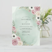 Munt Roze Schilderachtige Whimsy Bruiloft Kaart (Staand voorkant)