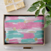 Munt, Roze, Wit & Goud Abstracte penseelstreken Tissuepapier (Geschenk)