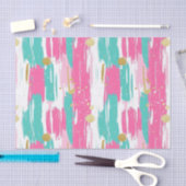 Munt, Roze, Wit & Goud Abstracte penseelstreken Tissuepapier (Craft)