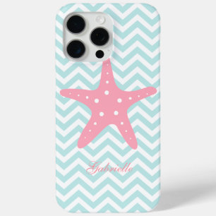 Munt & Roze Zigzag Pattern Starfish iPhone 15 Pro Max Hoesje