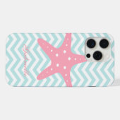 Munt & Roze Zigzag Pattern Starfish iPhone Hoesje (Achterkant horizontaal)