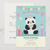 Munt & Roze zoete Panda ontwerp Kaart (Voorkant / Achterkant)