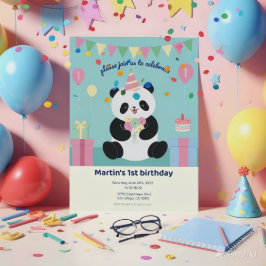 Munt & Roze zoete Panda ontwerp Kaart